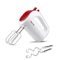 Produktbild: Girmi SB02 Elektrischer Handmixer, 170 W, Edelstahl-Rührbesen für Sahne und Eiweiß, Turbo-Funktion, Edelstahl-Knethaken für süße und salzige Teige, 5 Geschwindigkeiten, Weiß/Rot.
