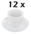 Produktbild: 12er Set weiße dickwandige Porzellan Espressotassen mit Untertassen