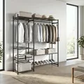 Produktbild: SONGMICS Kleiderständer, offener Kleiderschrank, Garderobenständer mit Ablagen, Metallrahmenm, für Schlafzimmer, Wohnzimmer, Eingangsbereich, schwarz