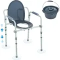 Produktbild: Vevor Toilettenstuhl, Nachtkommode Mit Breiterem Toilettensitz, 7-stufig Höhenverstellbar 44-59 Cm, Abnehmbarer 5,8-liter-eimer, Einfach Zu Montieren, 158,8 Kg Kapazität, Erhöhter Toilettensitz
