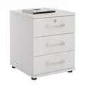 Produktbild: CARO-Möbel Bürocontainer Schreibtischcontainer Büroschrank Toronto, weiß, abschließbar mit 3 Schubladen, 44 x 58 x 45 cm