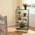 Produktbild: [en.casa] Standregal Volda Metallregal mit 3 Ebenen Gitterregal mit Hairpinlegs Schwarz Pflanzenregal Bücherregal 90 x 50 x 19 cm