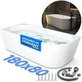 Produktbild: Belvit Badewanne halbfreistehend & freistehend aus Acryl – Eckbadewanne oder oval, Links, Mittig & Rechts, in 180x80 - 170x78 cm, mit Ablaufgarnitur 80 cm x 180 cm x 60 cm