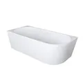 Produktbild: Aloni Halbfreistehende Eckbadewanne 180 x 80 cm links, Acryl Badewanne mit Mittelablauf, Vorwandbadewanne, Raumsparbadewanne für Eckmontage, freistehende Wanne modern, Weiß