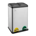 Produktbild: SVITA TC2X20 Küchen-Eimer 40Liter Fassungsvermögen 2x20L Edelstahl doppelter Abfalleimer 2er-Mülleimer Mülltrennung mit Inneneimer große Abfallbehälter Treteimer Silber