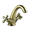 Produktbild: Zweigriff Waschtischarmatur Retro – Bronze Wasserhahn Bad – Waschbecken Armatur Antik Landhaus Vintage – Mischbatterie Waschtisch gebürstet