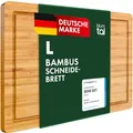 Produktbild: Blumtal Schneidebrett aus 100% Bambus - antiseptisches Holz-Brett mit Saftrille, Holz-Brettchen, 38x25x2cm