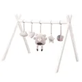 Produktbild: roba Baby Spielbogen aus Holz - Baby Gym & Montessorie Spielzeug mit Anhänger roba Style - Activity Center & Spieltrapez ab 3 Monaten - Grau