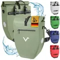 Produktbild: Valkental Fahrradtasche Gepäckträgertasche - Fahrradtasche für Gepäckträger, wasserdicht, große Reflektoren, 20L & 28L grün Spar-Bundle