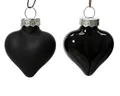 Produktbild: 12 Christbaum Mini Glasherzen Christbaumschmuck Schwarz Weihnachtskugel 010091