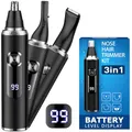 Produktbild: Nasenhaartrimmer Herren, 3 In 1 Nasenhaarschneider mit LED Akku Anzeige,USB-C Nasentrimmer Ohrhaartrimmer Augenbrauenrasierer,für Männer & Frauen,Gesichtshaarentferner Doppelklingen Schmerzfreier IPX7