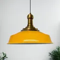 Produktbild: bamyum Asletl Long-Knob Hängelampe Industrial Vintage Ø40cm, Küchenlampe Hängend, Pendelleuchte Esstisch Vintage, Hängelampe Esstisch, Wohnzimmerlampe Pendelleuchte Dunkelgelb Metall Küchenlampe