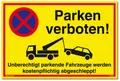 Produktbild: Schild Parken verboten gelb | stabiles Alu-Schild mit UV-Schutz 30x20cm