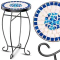 Produktbild: KESSER® Mosaiktisch Bistrotisch Blumenhocker Rund 60x34cm Metall Mosaik Beistelltisch Balkontisch Gartentische Terrassentisch Balkon Steinmosaik Garten Gartentisch Indoor Outdoor