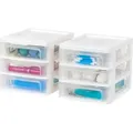Produktbild: Iris Ohyama - Kunststoff-Aufbewahrungsturm, 3 kleine Schubladen, 2er-Set, Weiß, Leicht zu öffnen, B6-Format, Möbel, Organizer, für Büro, Schulbedarf,