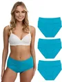 Produktbild: Tazzio Damen Seamless Slip Nahtlos Unterhose High Waist 3er-Pack F920 – Türkis XL – Unsichtbare Damen Unterwäsche aus Baumwolle & Elasthan