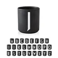 Produktbild: Design Letters Porzellan Kaffeetassen A-Z | Schwarze Tassen für Weihnachten, Weihnachtsgeschenke Kleinigkeiten, Weihnachtsgeschenke für Frauen, Männer | Kaffeebecher | Tasse Personalisiert | 250 Ml