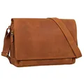 Produktbild: STILORD Vintage Umhängetasche aus Leder braun - 15 Zoll Laptoptasche für Büro, Uni, Office, Schule - DIN A4 Schultertasche 'Tom'