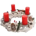 Produktbild: MCW Adventskranz, Weiß, Rot, Holz, 10 cm, Dekoration, Weihnachtsdekoration, Adventskränze