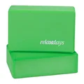Produktbild: Relaxdays Unisex – Erwachsene Yogablock im 2er Set, Klötze Übungen, Hartschaum, rutschfest, Yoga-Würfel HBT 8x23x15 cm, grün f