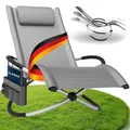 Produktbild: ELONEO Schaukelliege Outdoor mit Tasche, Relaxliege bis 180 kg Belastbarkeit, Schaukelsessel Outdoor, Liegestuhl wetterfest, Sonnenliege für Garten und Balkon, graukariert