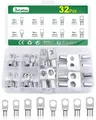 Produktbild: 32 Stück Rohrkabelschuhe Set, Kabelschuhe 6mm², 10mm², 16mm², 25mm² Ringkabel...