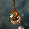 Produktbild: LED Glaskugel Deko Kugel Juteseil beleuchtet Timer Rauchglas D: 20cm Weihnachten