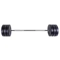 Produktbild: GORILLA SPORTS® Langhantel Set 38 kg - inkl. Hantelscheiben 30kg (6x5 kg), 30mm Langhantelstange 120cm, mit 2 Federverschlüsse, Verchromt, Kunststoff - Hantelset, Langhantelset, Langhanteln, Gewichte