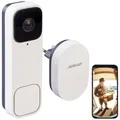 Produktbild: Somikon Klingel mit Kamera: Kabellose WLAN-2K-Video-Türklingel, 170°, KI-Paket-Erkennung, PIR, App (Türklingel mit Kamera, Video Doorbell, SD)