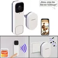 Produktbild: Somikon Kabellose WLAN-2K-Video-Türklingel, 170°, KI-Paket-Erkennung, PIR, App