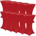Produktbild: NYVI Stehtischhusse Gala Rot Ø 70-75 cm 10er Set Elastische Premium Stretchhusse für gängige 110-120 cm hohe Bistrotische & Stehtische