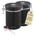 Produktbild: SILBERTHAL Kaffeedose 2er Set luftdicht 500g - Aromadichte Aufbewahrungsdose für Bohnen & Pulver - Inkl. CO2-Ventil & Dosierlöffel - Schwarz