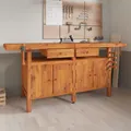 Produktbild: Werkbank mit Schubladen Schraubstöcken 192x62x83 cm Akazienholz
