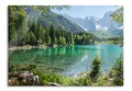 Produktbild: Pixxprint Glasbild, Wandbild aus Echtglas, Wunderschöner See im Wald, 60x40 cm, inkl. Aufhängung und Abstandshalter