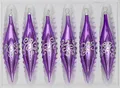 Produktbild: 6 TLG. Glas-Zapfen Set in Hochglanz-Lila-Silberne-Ornamente - Neuheit - Christbaumkugeln - Weihnachtsschmuck-Christbaumschmuck