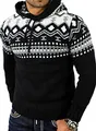 Produktbild: Reslad Norweger Pullover Herren Winterpullover Kapuzenpullover | Strickpullover für Männer RS-3013 (2XL, Schwarz)