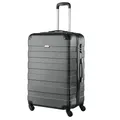 Produktbild: Monzana® Koffer Essential Größe XL Reisekoffer 120 Liter Volumen Hartschale Gel-Griffe 4 Rollen Kantenschutz Hardcase Schloss Füße Trolley Rollkoffer Schwarz