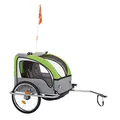 Produktbild: FISCHER Kinder Fahrradanhänger Komfort mit Federung | Tüv/GS Geprüft, | Grün/Anthrazit | Für 2 Kinder