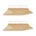 Produktbild: Relaxdays Kleiderbügel Set, 24 Hosenbügel aus Holz, Garderobenbügel, Haken 360° drehbar, HxB: 22,5x44,5cm, natur/silber