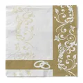 Produktbild: Sovie HORECA Serviette HOCHZEIT in GOLD aus 3-lagigem Tissue, 33 x 33 cm, 100 Stück – edle Hochzeitspapierservietten mit Ornamentranken & Ringen