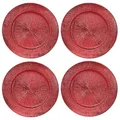 Produktbild: Annastore 4 x Platzteller wiederverwendbar in herrlich schimmernder Optik Ø 33 cm - Unterteller wiederverwendbar für Ihre Tischdeko - Platzteller für Weihnachten Farbe Rot