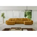 Produktbild: ALTDECOR Ecksofa in U-Form mit Schlaffunktion und Bettkasten ENIL-U 401x189x68 Senfgelb - Corner Sofa Bett Eckcouch Couch L-Form Schlafcouch Auszie... - Gelb