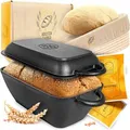 Produktbild: KRUSTENZAUBER 28cm Gusseisen Bräter inkl. Gärkorb - Backofengeeignet, eckiger Topf für Brot, Induktion, Ofenform