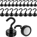 Produktbild: POPPSTAR 20 Stück Magnethaken schwarz klein (Haftkraft 12 kg, Länge 4cm, Durchmesser 2 cm) Neodym Mini Magnet-Haken