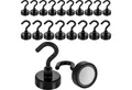 Produktbild: Poppstar Dekomagnet Neodym Magnet-Haken, für magnetische Flächen, (Haftkraft 12kg, 20-St), mit abschraubbaren Haken, Farbe schwarz