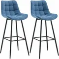 Produktbild: CLP 2er Set Barhocker Dartford blau/Stoff