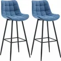 Produktbild: CLP 2er Set Barhocker Dartford,blau Stoff