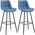 Produktbild: CLP 2er Set Barhocker Dartford I Gepolsterter Barstuhl I Metall-Gestell, Farbe:blau, Material:Stoff
