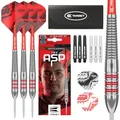 Produktbild: Target Darts Nathan Aspinall Messing Steeldarts Dartpfeil-Set, 22 g | Dartpfeile mit Nicht abnehmbaren Points, Pro Grip-Schäfte, No. 2 Pro Ultra-Dart-Flights, Aufbewahrungsetui und zusätzliches