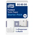 Produktbild: Tork gefaltetes Toilettenpapier Starter Pack - 956000 - T3 + Nachfüllpackung gefaltetes Toilettenpapier (252 Blatt)